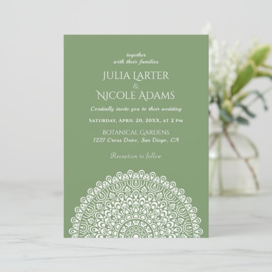 Emerald Green Wild Amazon Forest Mandala Wedding Einladung (Stehend Vorderseite)