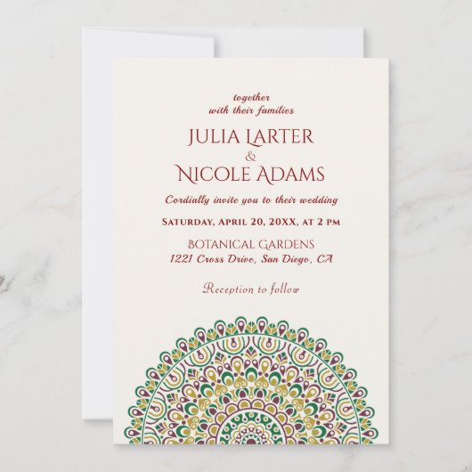 Emerald Green Wild Amazon Forest Mandala Wedding Einladung (Vorderseite)