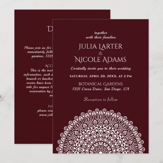 Emerald Green Wild Amazon Forest Mandala Wedding Einladung (Vorne/Hinten)