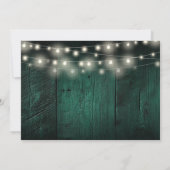Emerald Green Wood String Lights Wedding Foto Einladung (Rückseite)