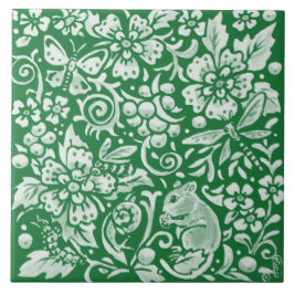 Emerald Green Woodland Garden Mouse Insekt Fliese