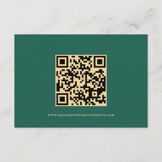 Emerald Green Writing QR Code Wedding Details Begleitkarte (Rückseite)