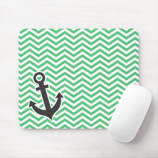 Emerald Green Zickzack; Anchor Mousepad (Mit Mouse)