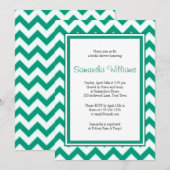 Emerald Green Zickzack Pattern Brautparty Einladung (Vorne/Hinten)