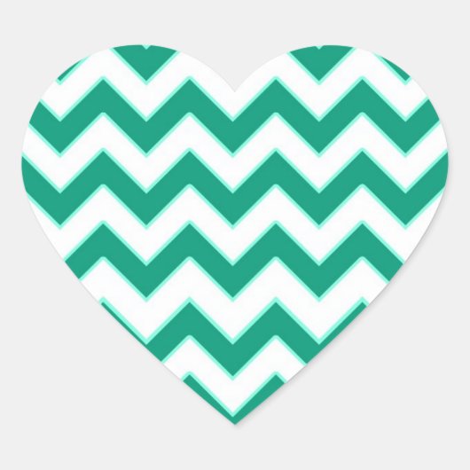 Emerald Green Zickzack Pattern Heart Wedding Siege Herz-Aufkleber (Vorderseite)