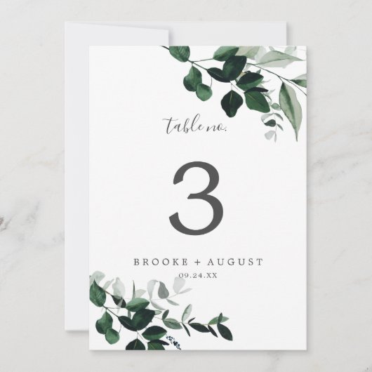 Emerald Greenery 12x18" Tischnummer (Vorderseite)