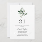 Emerald Greenery 21. Geburtstag Party Einladung (Vorderseite)