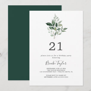 Emerald Greenery 21. Geburtstag Party Einladung
