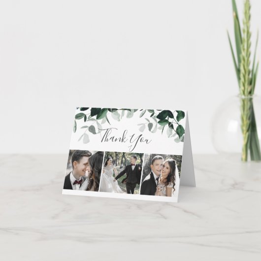 Emerald Greenery 3 Foto geklappt Dankeschön Karte (Vorderseite)