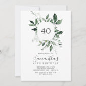 Emerald Greenery 40. Geburtstag Einladung (Vorderseite)