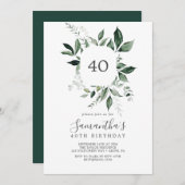 Emerald Greenery 40. Geburtstag Einladung (Vorne/Hinten)