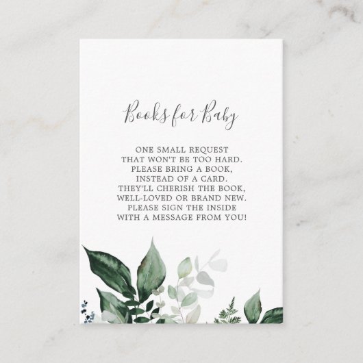 Emerald Greenery Baby Shower Books for Baby Begleitkarte (Vorderseite)