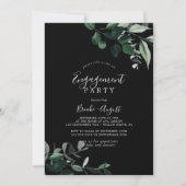 Emerald Greenery | Black Engagement Party Einladung (Vorderseite)