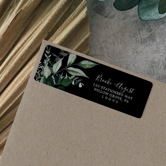 Emerald Greenery | Black Return Address Label