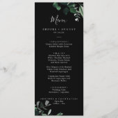 Emerald Greenery | Black Wedding Dinner Menu Menükarte (Vorderseite)