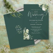 Emerald Greenery Blätter Monogram Wedding Einladung