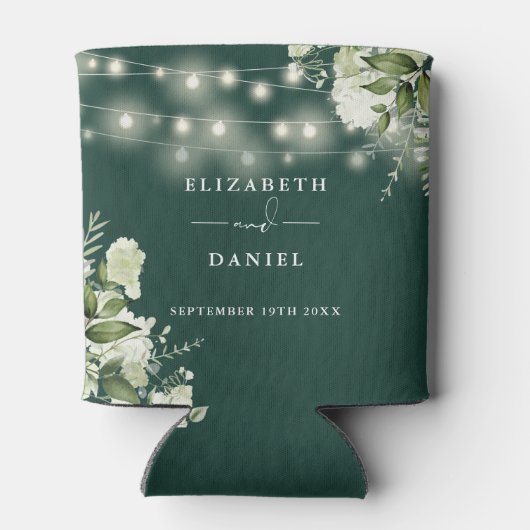 Emerald Greenery Bloral String Lights Wedding Dosenkühler (Rückseite)