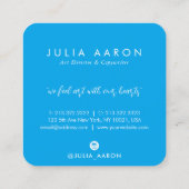 Emerald Greenery Blue Aquarell Abstraktes Skript Quadratische Visitenkarte (Rückseite)