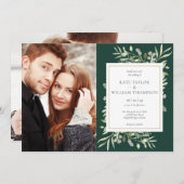 Emerald Greenery Botanical Gold Fotos Hochzeit Einladung (Vorne/Hinten)