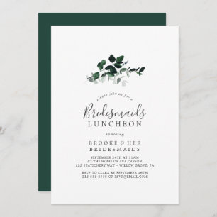Emerald Greenery Bridesmaids Luncheon Einladung
