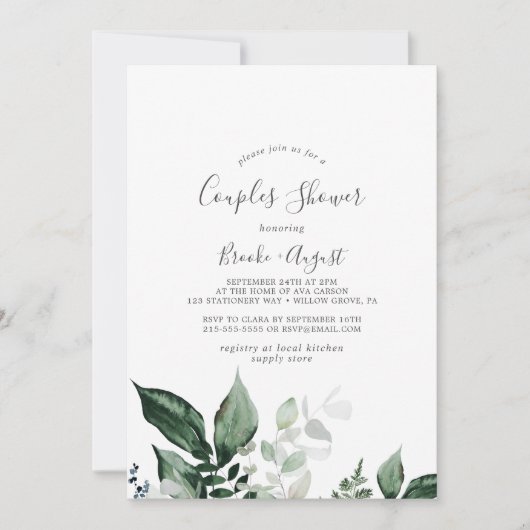 Emerald Greenery Couples Dusche Einladung (Vorderseite)