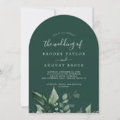 Emerald Greenery Dark Green Boho Arch Wedding Einladung (Vorderseite)