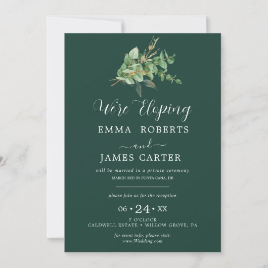 Emerald Greenery | Einladung zur Hochzeitsempfehlu (Vorderseite)