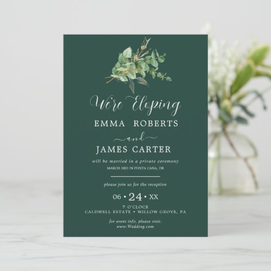 Emerald Greenery | Einladung zur Hochzeitsempfehlu (Stehend Vorderseite)