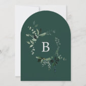 Emerald Greenery Elegant Modernes Boho Arch Weddin Einladung (Rückseite)