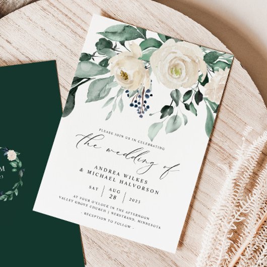 Emerald Greenery Elegant Wedding Einladung
