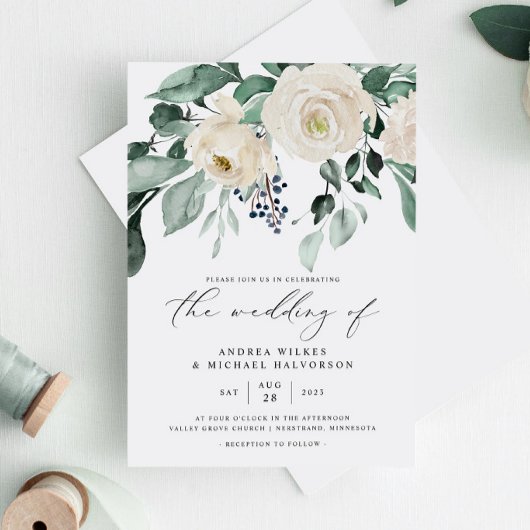 Emerald Greenery Elegant Wedding Einladung