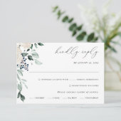 Emerald Greenery Elegant Wedding RSVP Karte (Stehend Vorderseite)