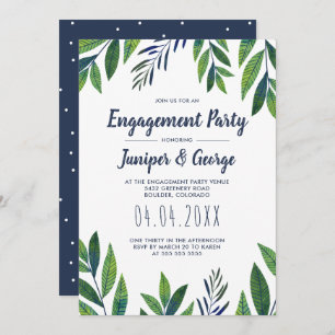 Emerald Greenery Engagement Party Einladung