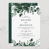 Emerald Greenery Eucalyptus Botanical Wedding Invi Einladung (Vorne/Hinten)