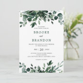 Emerald Greenery Eucalyptus Botanical Wedding Invi Einladung (Stehend Vorderseite)