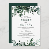 Emerald Greenery Eucalyptus Botanical Wedding Invi Einladung (Vorne/Hinten)