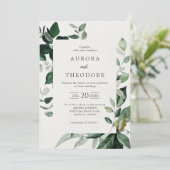 Emerald Greenery Eucalyptus Botanical Wedding Invi Einladung (Stehend Vorderseite)