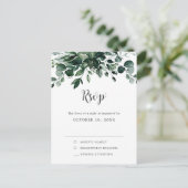 Emerald Greenery Eucalyptus Botanical Wedding RSVP Postkarte (Stehend Vorderseite)