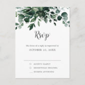 Emerald Greenery Eucalyptus Botanical Wedding RSVP Postkarte (Vorderseite)