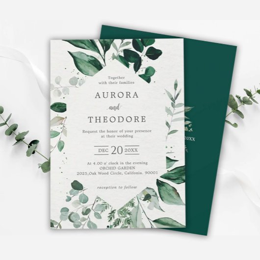 Emerald Greenery Eucalyptus Botanische Hochzeit Einladung