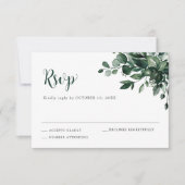Emerald Greenery Eucalyptus Botanische Hochzeit RSVP Karte (Vorderseite)