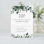 Emerald Greenery Eucalyptus Botanische Hochzeit RSVP Karte (Stehend Vorderseite)