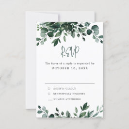 Emerald Greenery Eucalyptus Botanische Hochzeit RSVP Karte