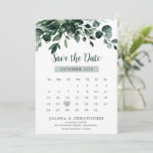 Emerald Greenery Eucalyptus Botanische Hochzeit Save The Date (Stehend Vorderseite)