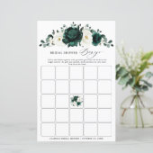 Emerald Greenery Eucalyptus Brautparty Bingo (Stehend Vorderseite)