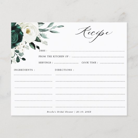 Emerald Greenery Eucalyptus Brautparty Rezpe (Vorderseite)