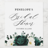 Emerald Greenery Eucalyptus Floral Brautparty Weinetikett (Einzelnes Label)