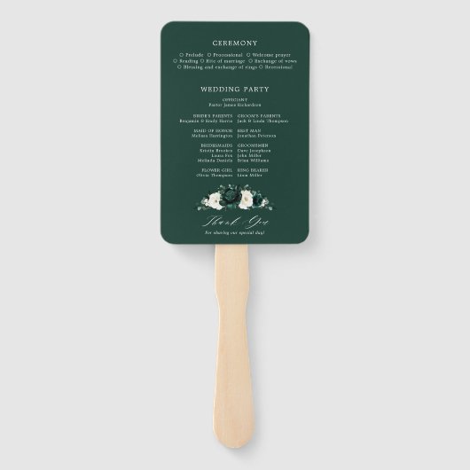 Emerald Greenery Eucalyptus Floral Wedding Program Fächer (Rückseite)