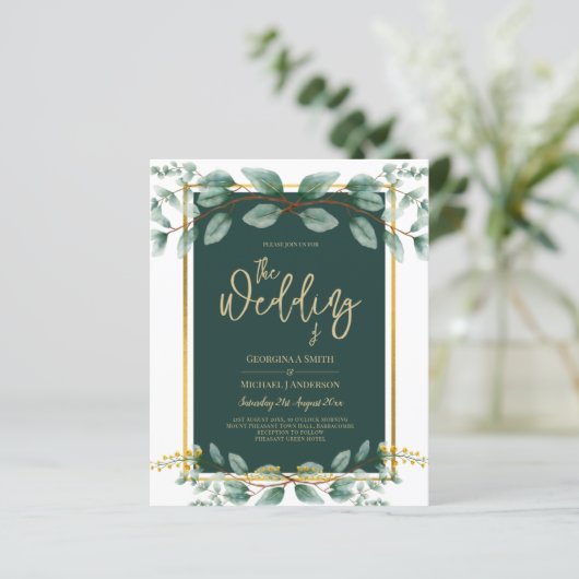 Emerald Greenery Eucalyptus Gold Floral White (Stehend Vorderseite)