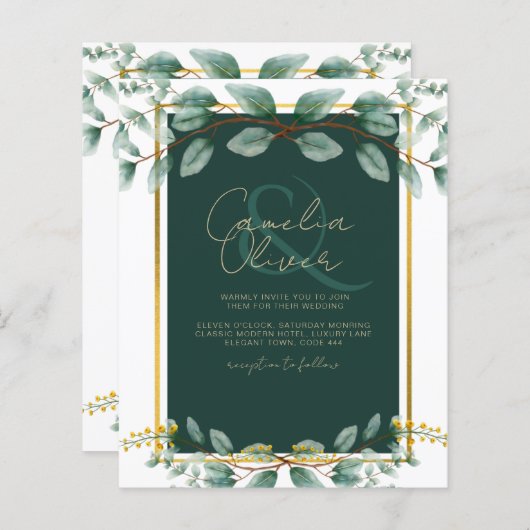 Emerald Greenery Eucalyptus Gold Floral White (Vorne/Hinten)